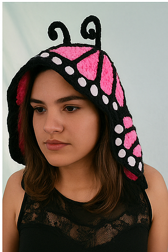 Butterfly Winter Hood crochet pattern
