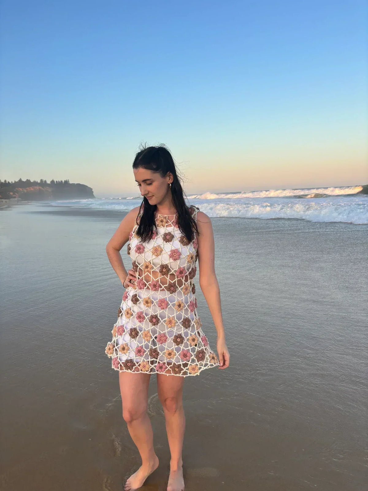 Floral  Beach Cover-up dress Crochet pattern