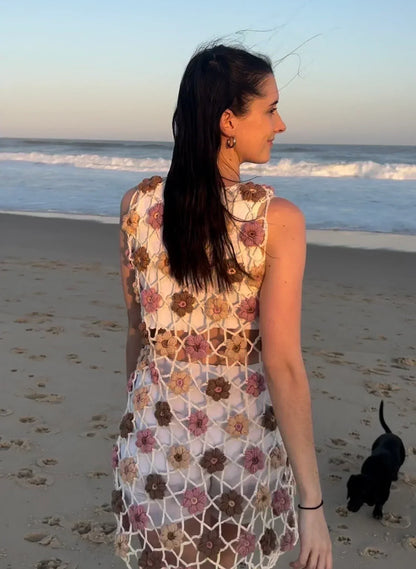 Floral  Beach Cover-up dress Crochet pattern