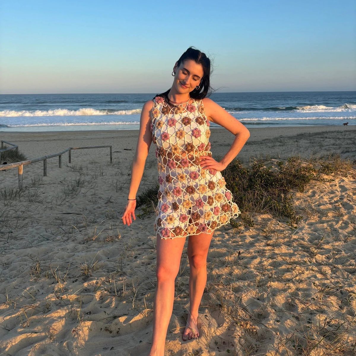 Floral  Beach Cover-up dress Crochet pattern