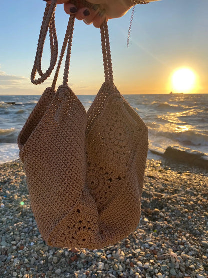 Beach Granny Square Jute Bag Crochet Pattern