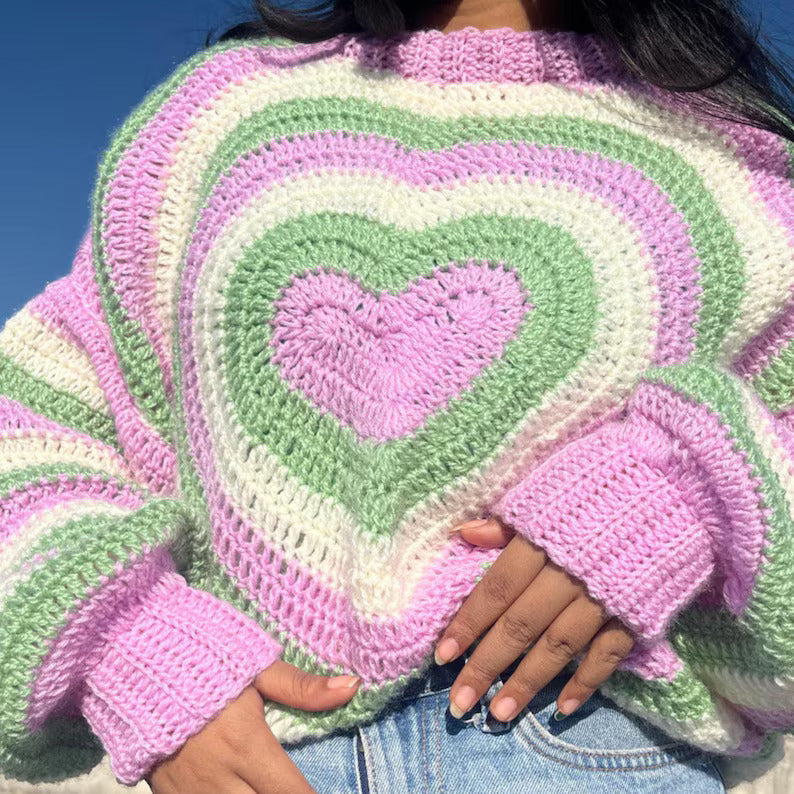Heart Sweater-Pullover Crochet Pattern