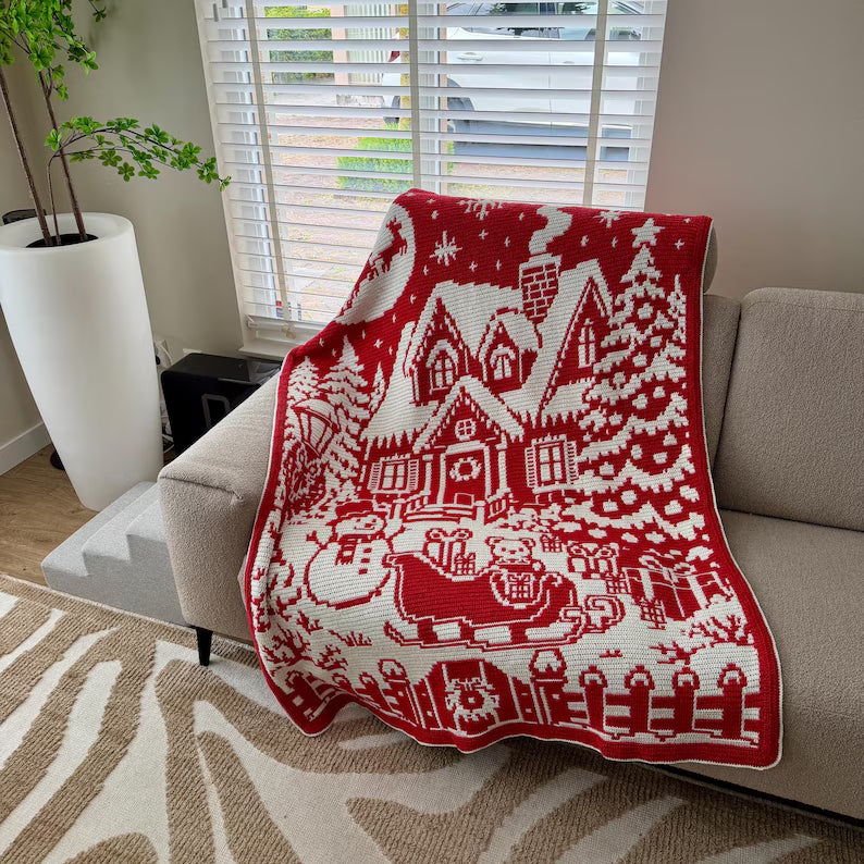 Christmas Mosaic Blanket Crochet Pattern