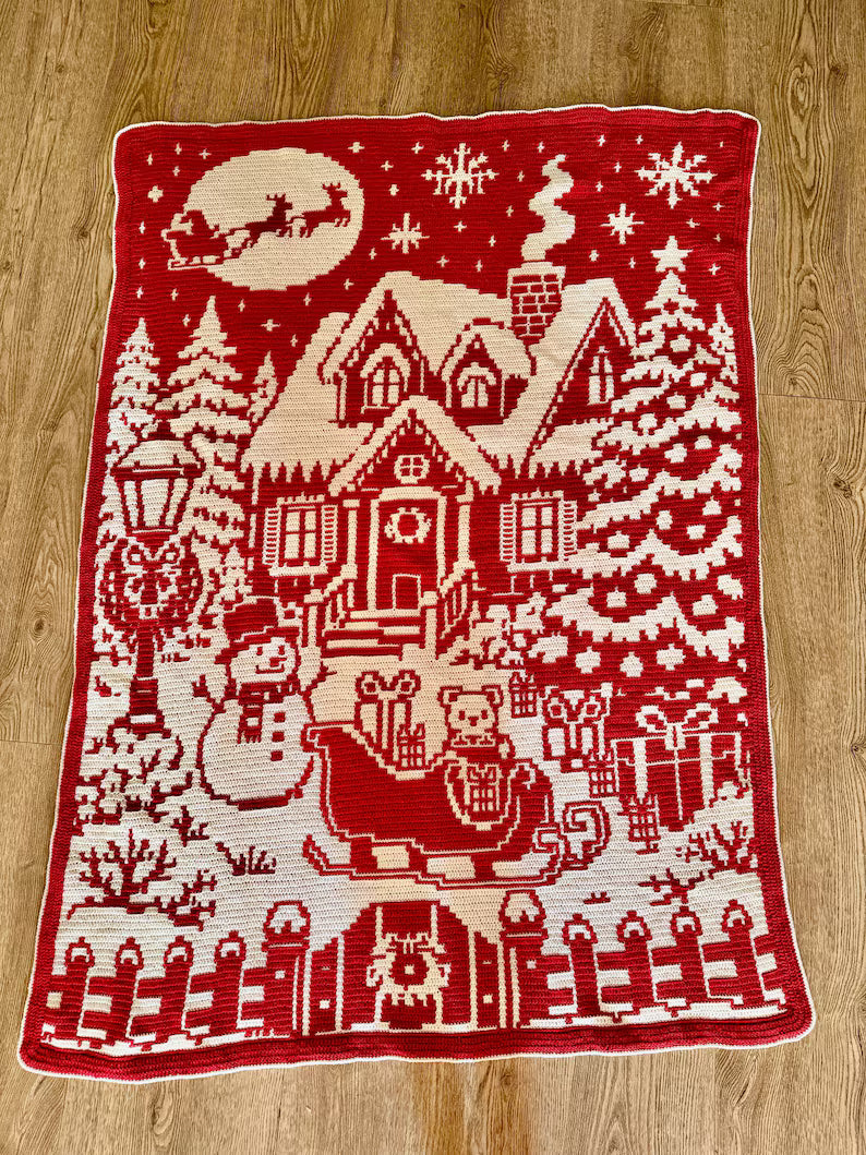 Christmas Mosaic Blanket Crochet Pattern